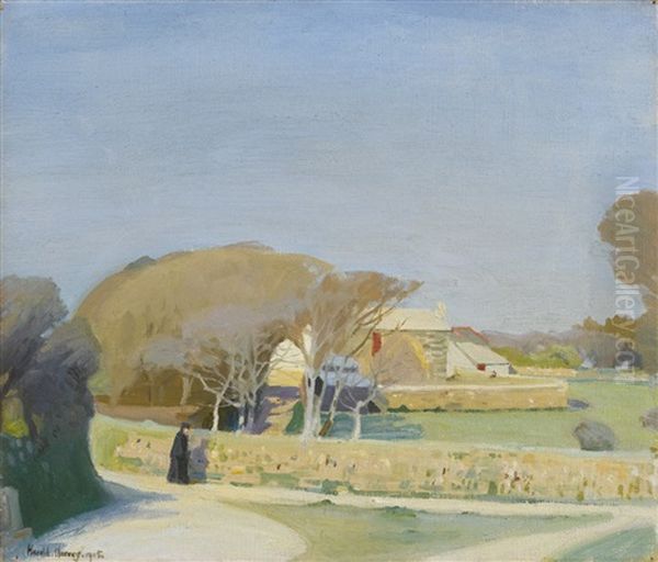 A Cornwall Farmhouse Oil Painting by Harold Harvey