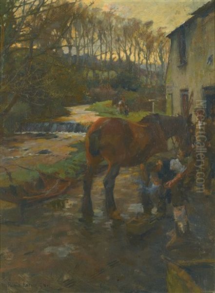 The Village Farrier Oil Painting by Harold Harvey