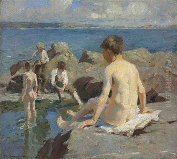 The Bathers Oil Painting by Harold Harvey