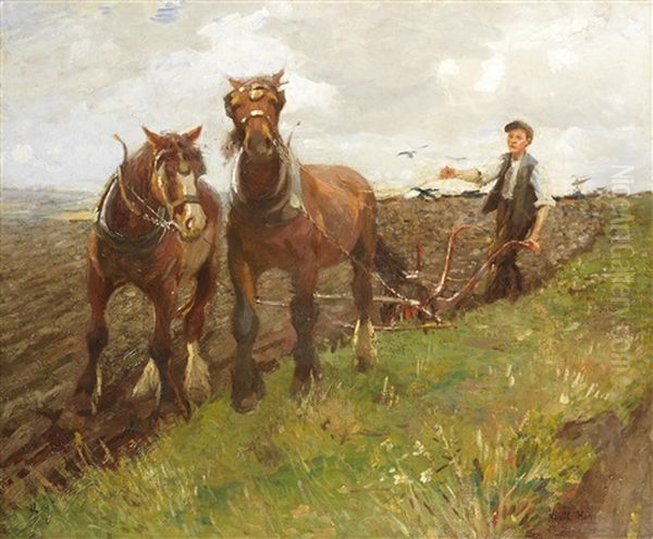 The Young Ploughman Oil Painting by Harold Harvey