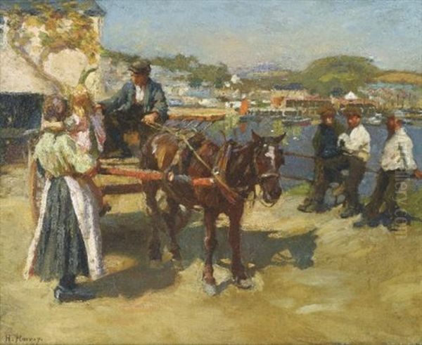 The Quayside, Newlyn by Harold Harvey