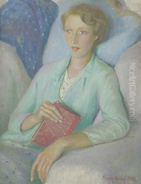 Portrait Of Stella Mary Burdett Oil Painting by Harold Harvey