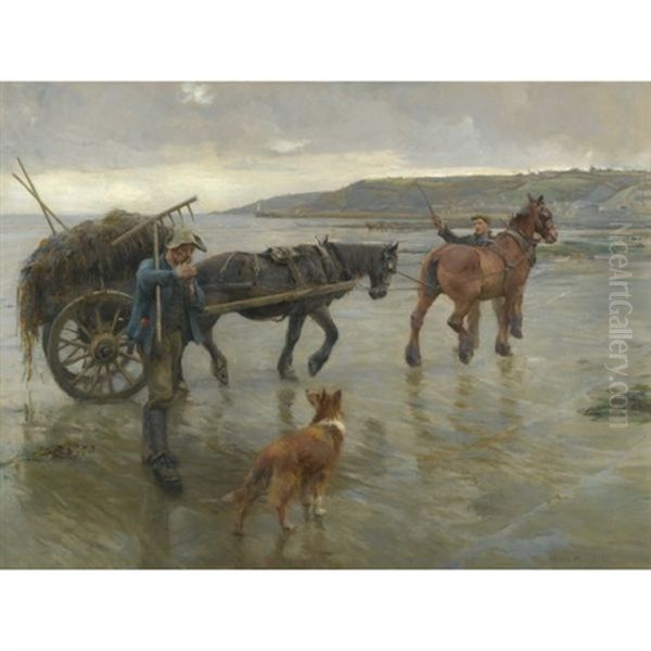 Seaweed Gatherers Oil Painting by Harold Harvey