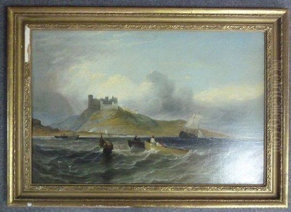 Bamborough Castle 
With Shipping In The Foreground Oil Painting by George Balmer