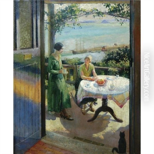 The Blue Door Oil Painting by Harold Harvey