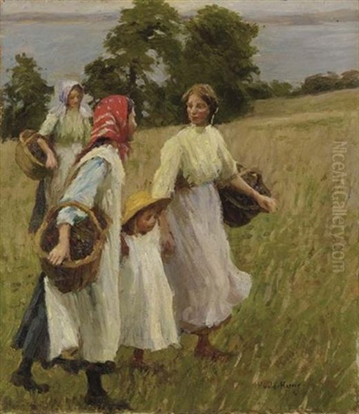 The Blackberry Harvest Oil Painting by Harold Harvey