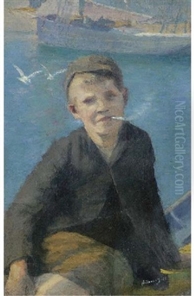 The Young Fisherboy Oil Painting by Harold Harvey