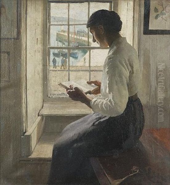 The New Book Oil Painting by Harold Harvey