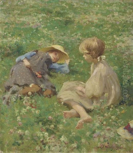 Fields Of Flowers Oil Painting by Harold Harvey