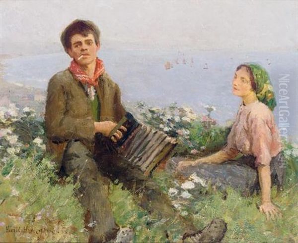 Wayside Minstrels Oil Painting by Harold Harvey