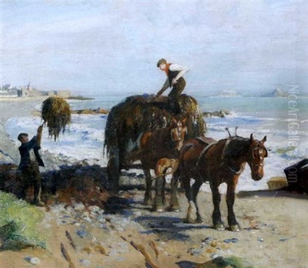 Seaweed Gatherers Oil Painting by Harold Harvey