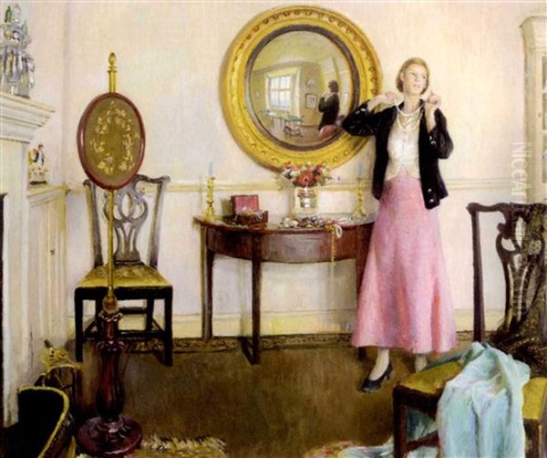 The Favourite Necklace Oil Painting by Harold Harvey