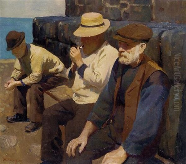 Three Fishermen Oil Painting by Harold Harvey