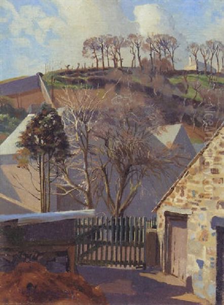 The Farm In The Valley Oil Painting by Harold Harvey