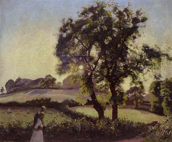 A Summer Evening Oil Painting by Harold Harvey