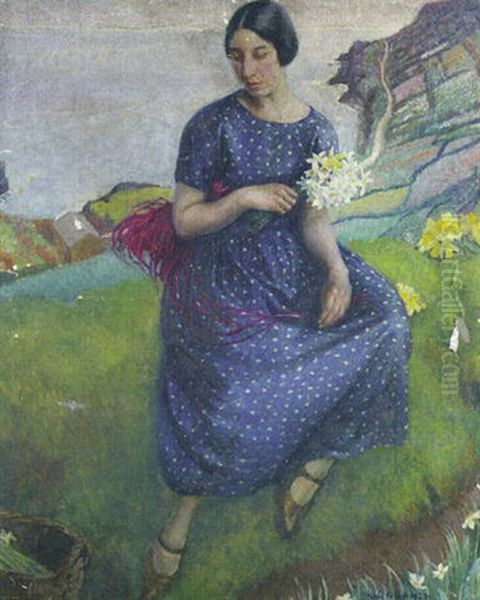 Daffodils Oil Painting by Harold Harvey