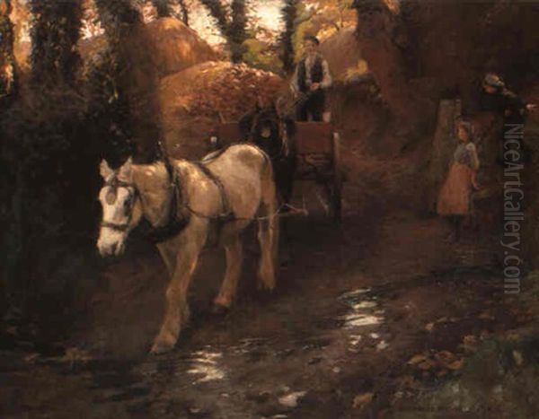 The Farm Gate Oil Painting by Harold Harvey