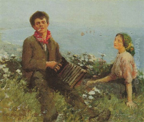 The Wayside Minstrels Oil Painting by Harold Harvey