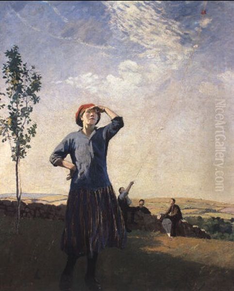 The Kite Oil Painting by Harold Harvey