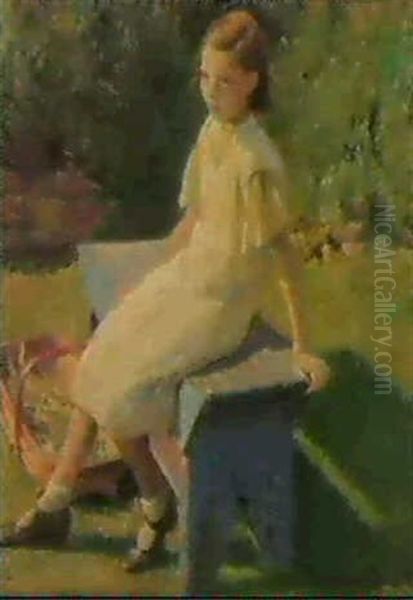 The Garden Seat Oil Painting by Harold Harvey