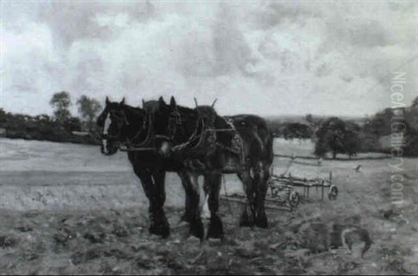 The Plough Team Oil Painting by John Rabone Harvey