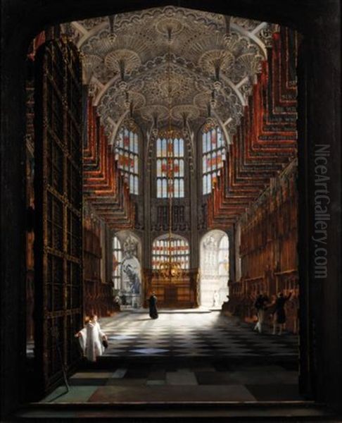 Interior Of The Chapel Of Henry Vii, Westminster Abbey Oil Painting by John James Harwood