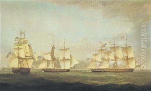 The Shannon And Chesapeake Oil Painting by John James Harwood