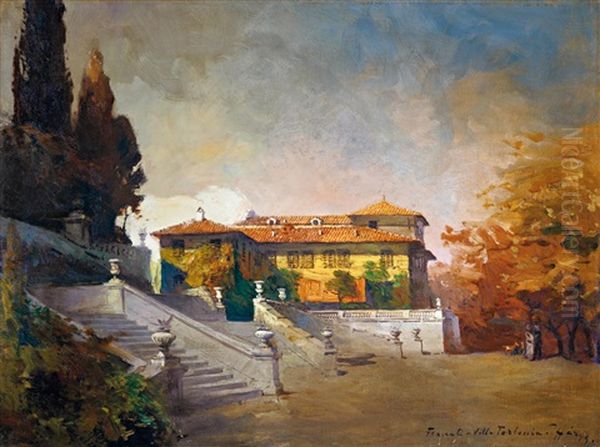 Villa Torlonia In Frascati Oil Painting by Gyula Hary