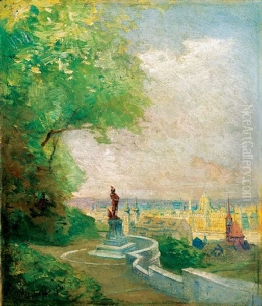 Budapest A Varbol Oil Painting by Gyula Hary