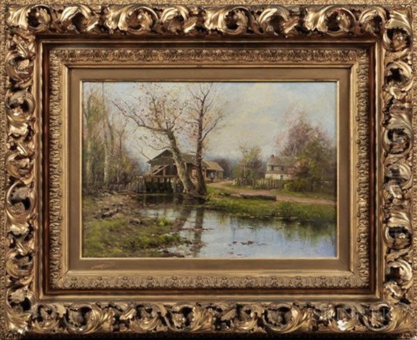 Cottage By A Stream Oil Painting by Dubois Fenelon Hasbrouck