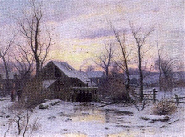 Wintry Twilight Oil Painting by Dubois Fenelon Hasbrouck