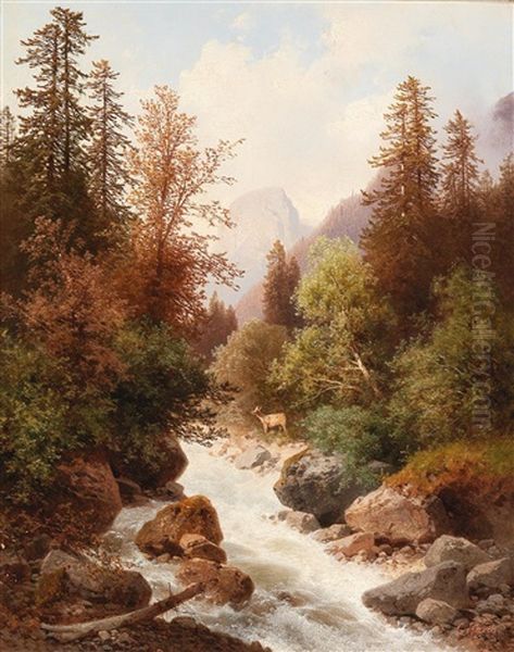 Motif Of The Ramsau Near Lofer Oil Painting by Carl Hasch