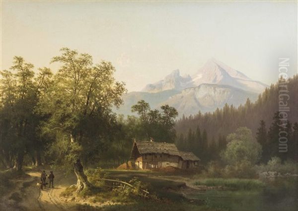 Blick Auf Den Watzmann Oil Painting by Carl Hasch