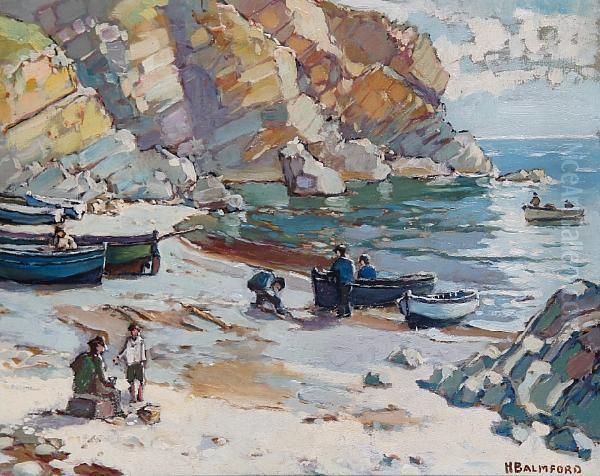 Cadgwith, On The Beach Oil Painting by Hurst Balmford