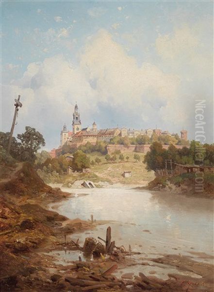 Blick Auf Schloss Wawel In Krakau Oil Painting by Carl Hasch