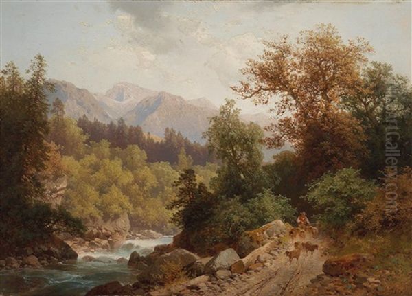 Motiv Aus Dem Thalbach Bei Schladming Oil Painting by Carl Hasch