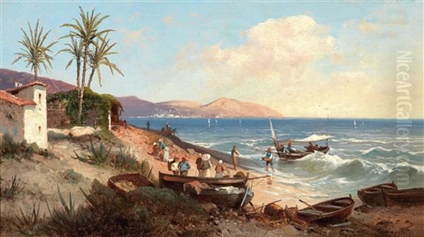 Monte Portofino Bei Nervi Oil Painting by Carl Hasch