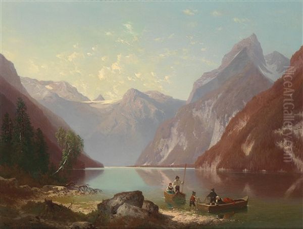 Scene At The Konigssee Oil Painting by Carl Hasch