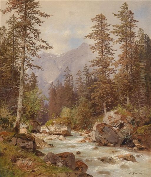 Am Hintersee, Ramsau Oil Painting by Carl Hasch