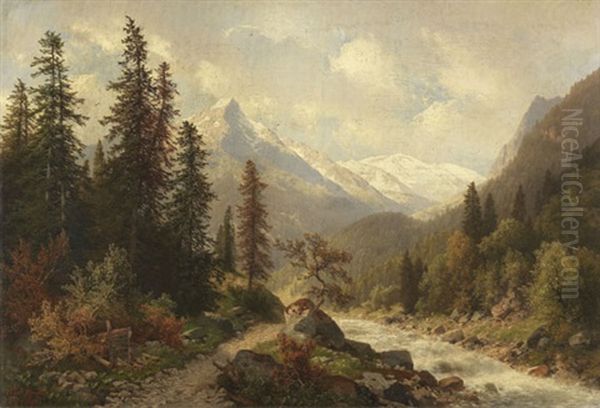 Motiv Bei Solden Im Otztal In Tirol Oil Painting by Carl Hasch