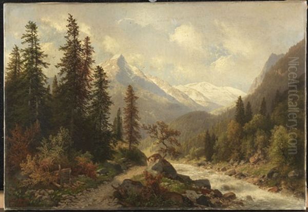 Motiv Bei Solden Im Otztal In Tirol Oil Painting by Carl Hasch