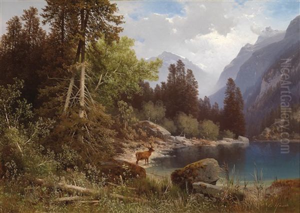 Der Blaue See Oil Painting by Carl Hasch