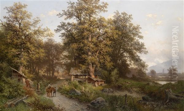 Begegnung Auf Der Landstrase Oil Painting by Carl Hasch