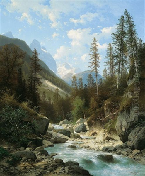 "motiv Aus Dem ... Mit Dem Marchanthorn Bei Lofer" Oil Painting by Carl Hasch