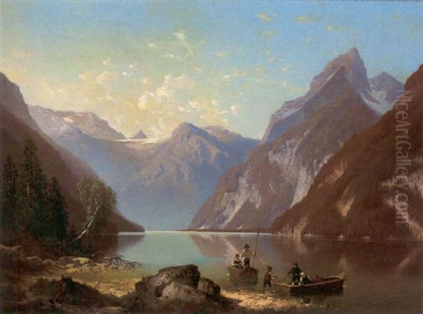 Am Konigsee Oil Painting by Carl Hasch