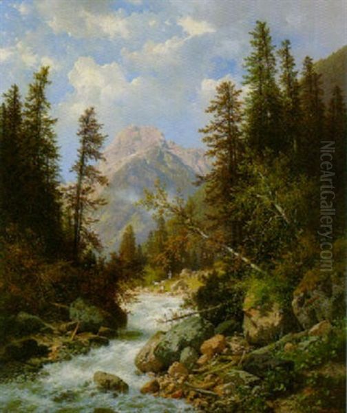 Motiv Am Weg Zur Kappenwinkleralm Bei Hallstadt Oil Painting by Carl Hasch