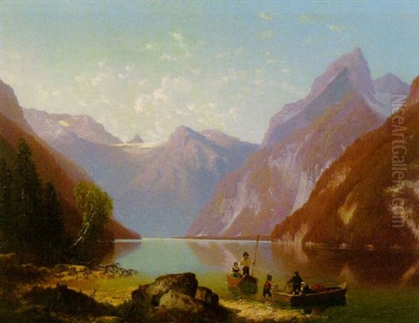 Gebirgssee Oil Painting by Carl Hasch