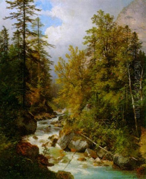 Am Waldbach Strub Bei Der Muhle Oil Painting by Carl Hasch