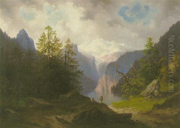 Gebirgssee Oil Painting by Carl Hasch