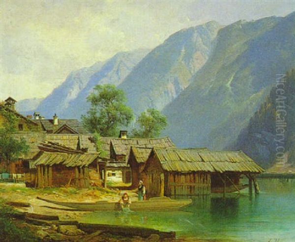 Hallstattersee Oil Painting by Carl Hasch